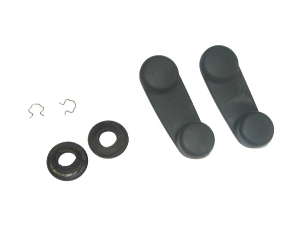 97-06 Wrangler TJ OEM Manual Crank Window Handle Knob w/ Clip Black Pair