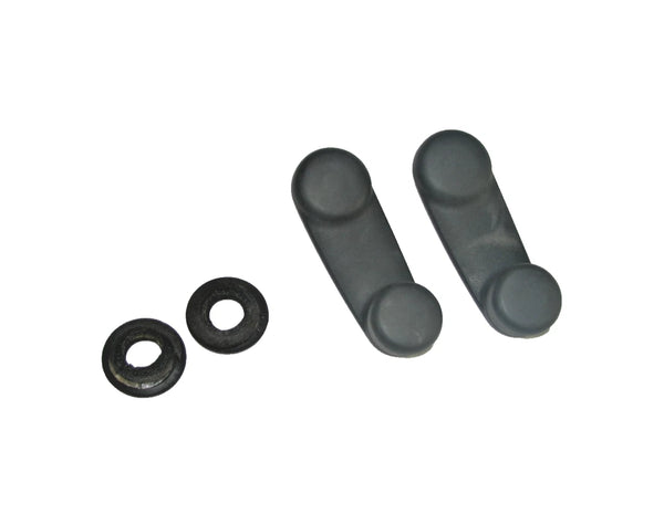 97-06 Wrangler TJ OEM Manual Crank Window Handle Knob w/ Clip Black Pair