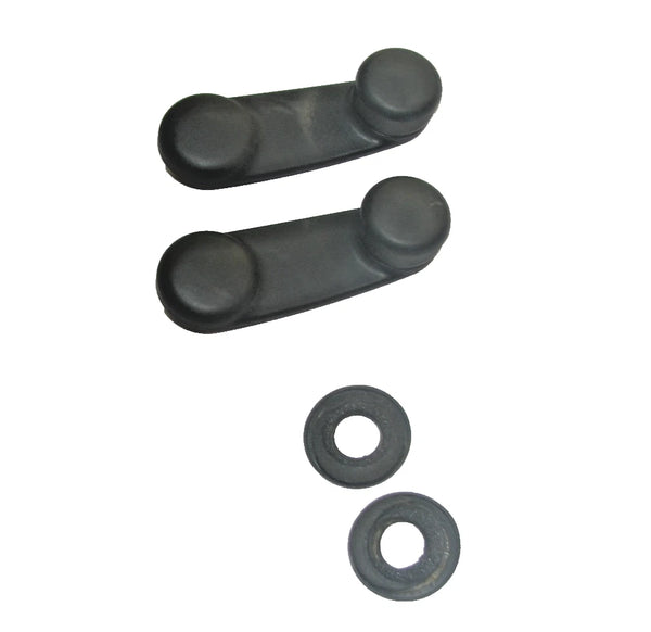 97-06 Wrangler TJ OEM Manual Crank Window Handle Knob w/ Clip Black Pair