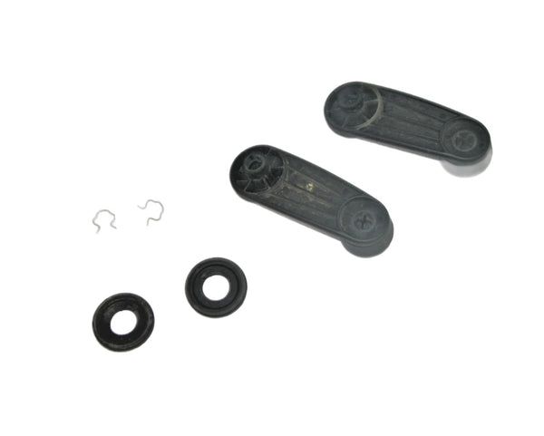 97-06 Wrangler TJ OEM Manual Crank Window Handle Knob w/ Clip Black Pair