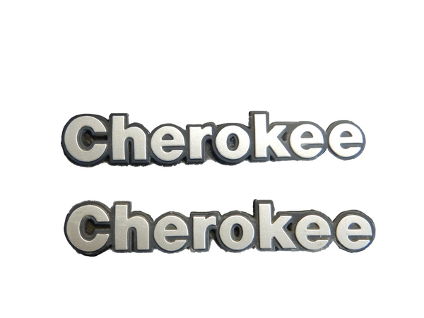84-01 Cherokee XJ Jeep Chrome Emblem Logo Plate Decal Pair