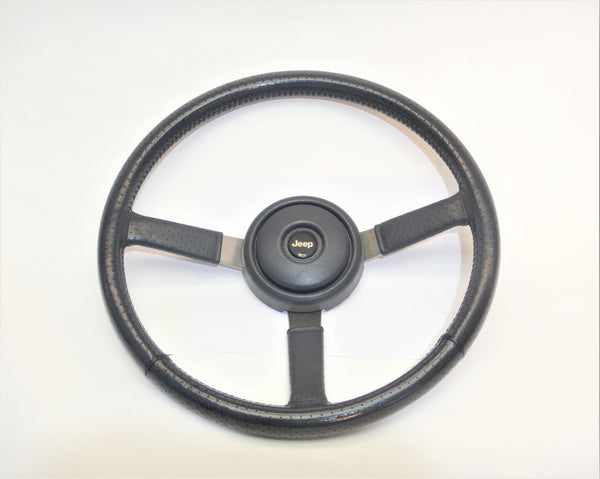 87-95 Wrangler YJ Gray Leather Steering Wheel Horn Button Cap