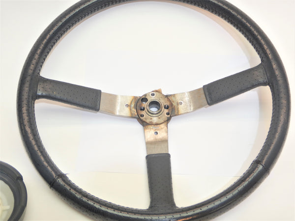 76-86 CJ Gray Leather Steering Wheel Horn Button Cap
